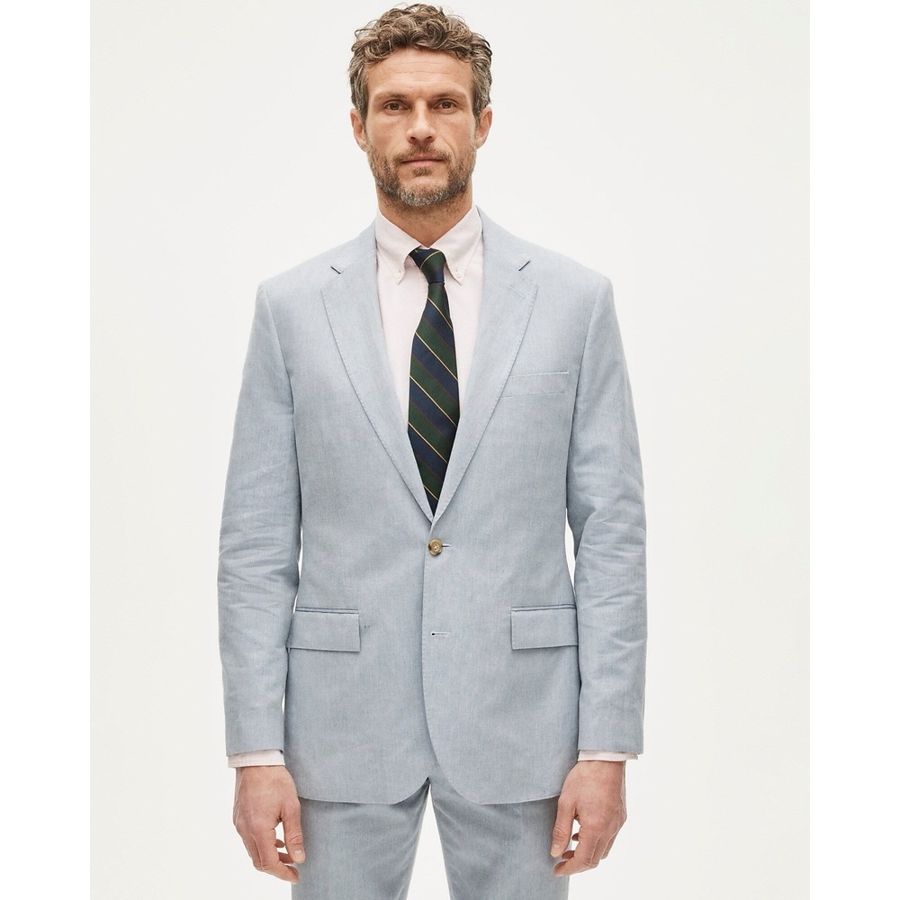 J.CREW Cotton Linen Blue Suit Jacket Ludlow Slim Baird McNutt 44 R NWD CQ523